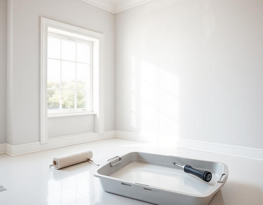 Freshly painted interior room with crisp trim and clean walls